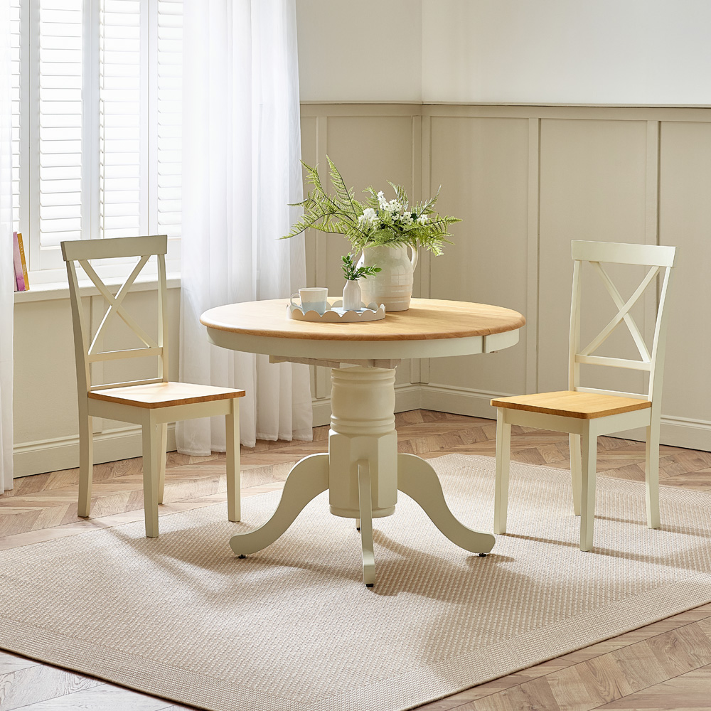 Furniturebox Fowey 6 Seater Extending Dining Table Cream and Oak Effect Image 6