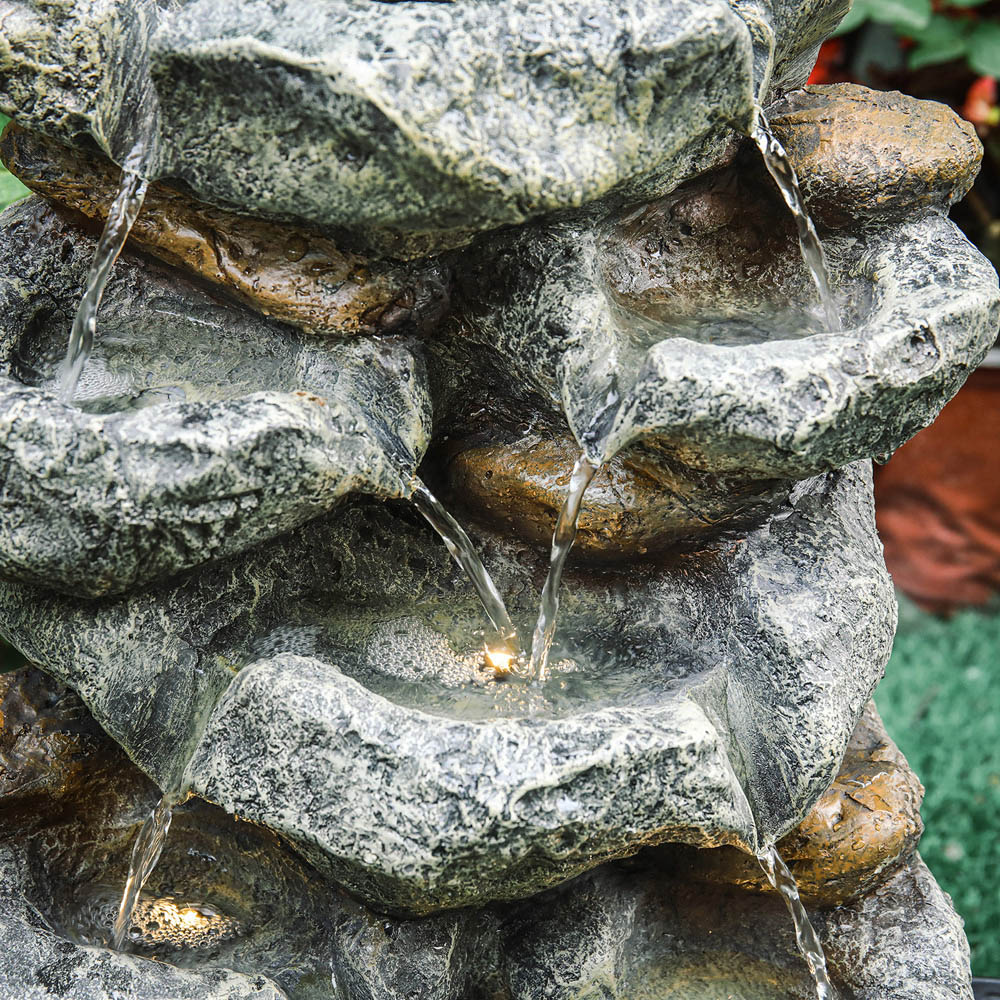 Living and Home Multi Tier Grey Rockery Fountain Image 5