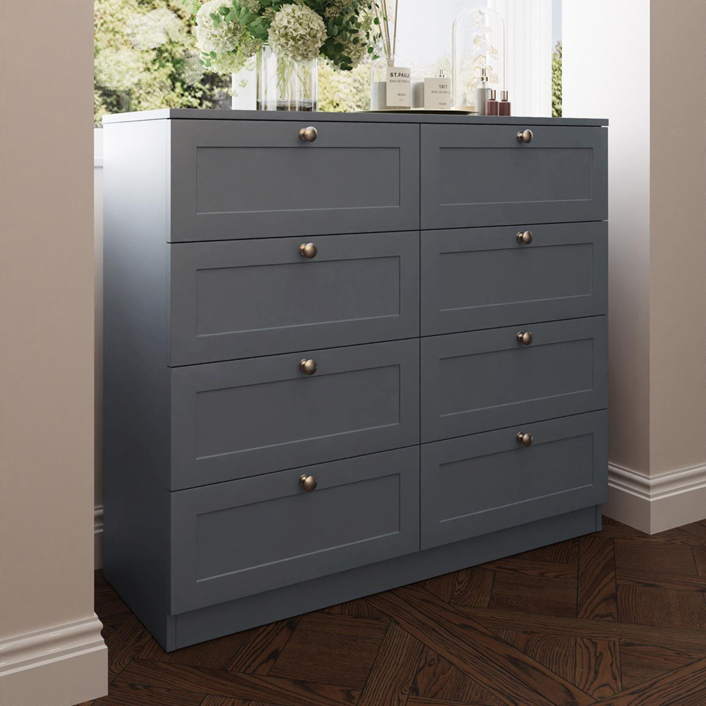 FWStyle Artus 8 Drawer Dark Grey Panelled Chest of Drawers Image 6