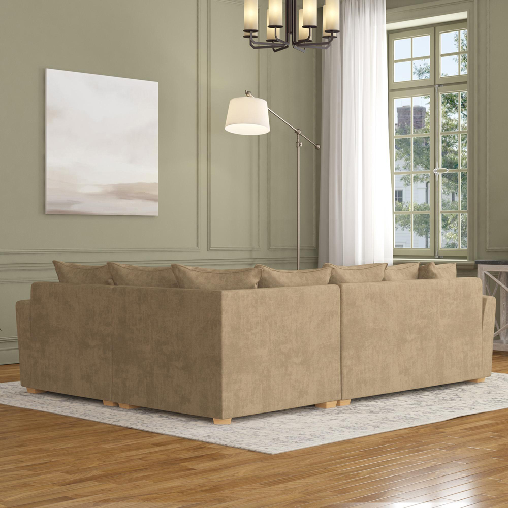 Wendleberry 3 Seater Mink Plush Velvet Scatter Back Right Hand Corner Sofa Image 6