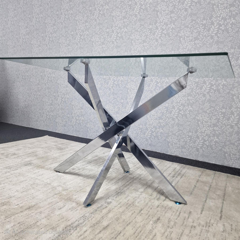 Kosy Koala 4 Seater Glass and Velvet Rectangular Dining Table Set Chrome and Grey Image 3