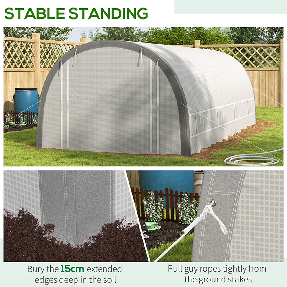 Outsunny White Plastic 9.8 x 19.3ft Walk In Polytunnel Greenhouse Image 3