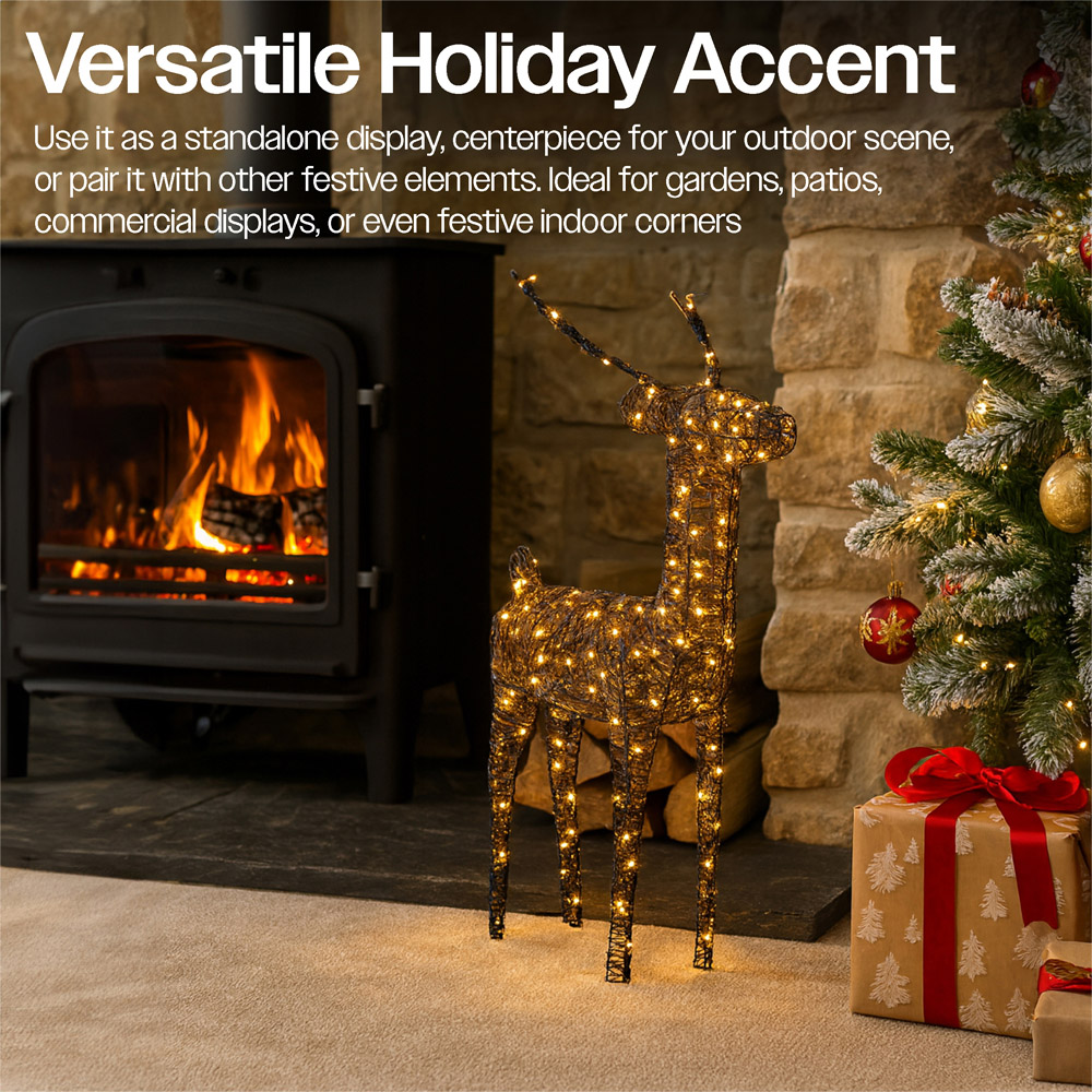 Xmas Haus Black 200 Warm White Micro LED Deer Christmas Decoration 2ft Image 7