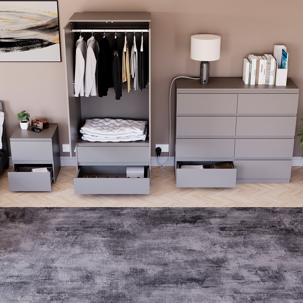 Vida Designs Denver Grey 3 Piece Bedroom Furniture Set Image 4