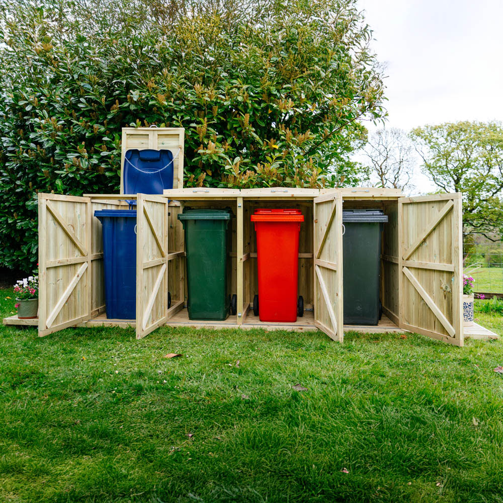 The Garden Village Shireburn 360L Quad Wheelie Bin Shed Image 8