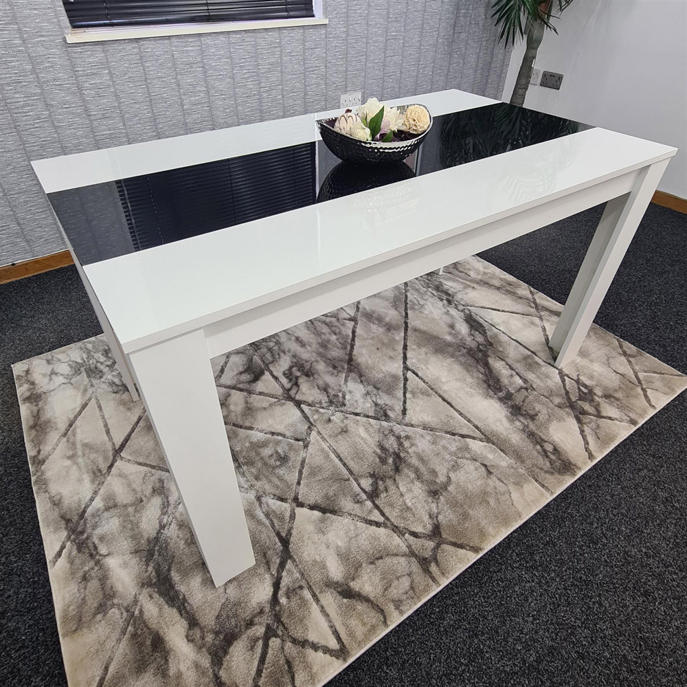 Portland 6 Seater Square Dining Table White and Black Image 6