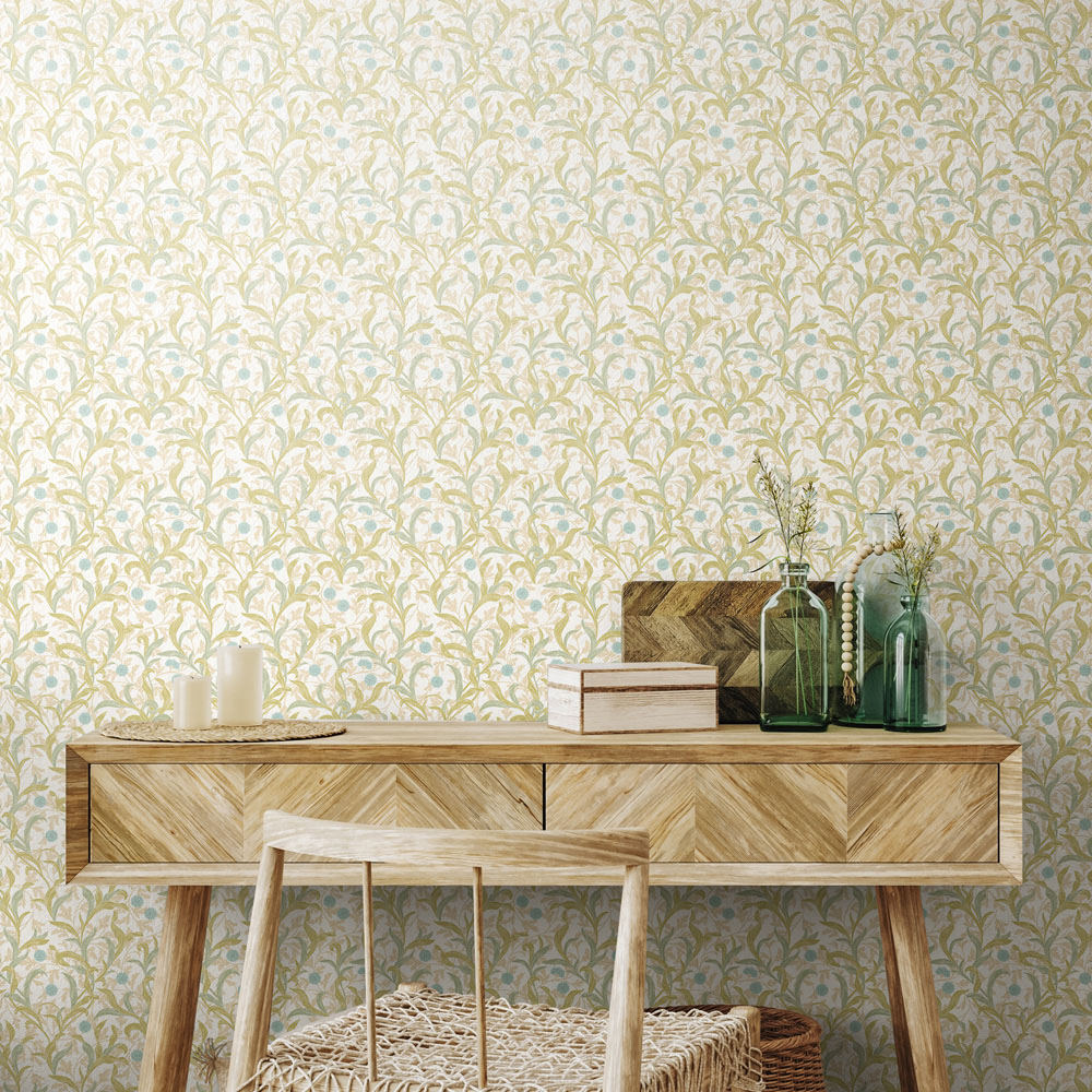 Hoopla Walls Elegance Floral Trail Sky and Apple Wallpaper Image 2