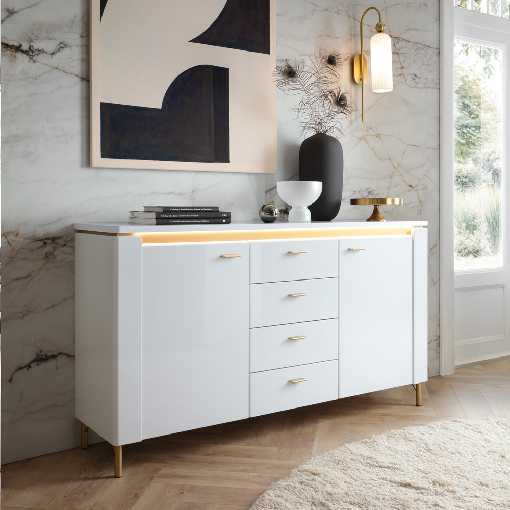 Furniture To Go Lazio 2 Door 4 Drawer Alpine White Sideboard Image 5