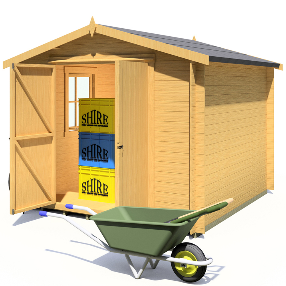 Shire Bradley 9 x 9ft Double Door Wooden Log Cabin Image 3