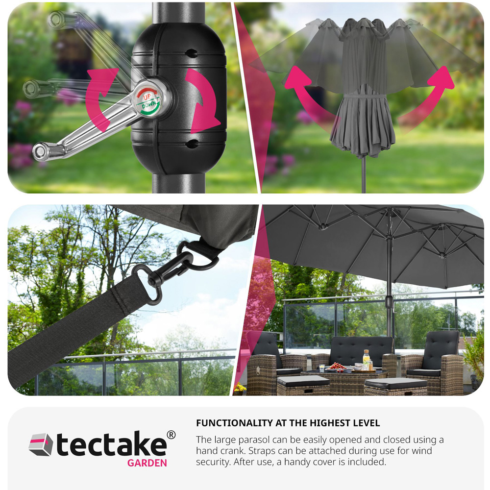 tectake Silia Grey Extra Wide Parasol 4.6 x 2.7m Image 7