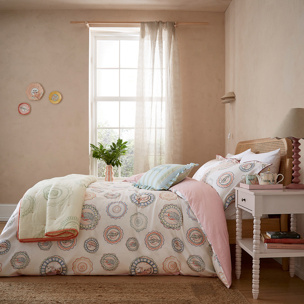Yvonne Ellen Super King Size Multicolour Vintage Plates Duvet Set Image 5