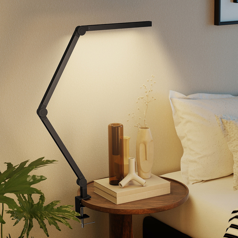 HOMCOM Black Adjustable Swing Arm Dimmable LED Desk Lamp Image 2