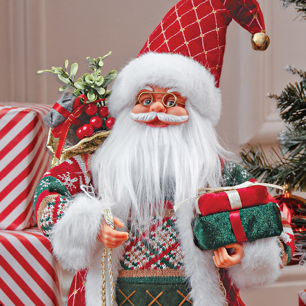 The Christmas Workshop Standing Santa Claus Decoration with Gift Sack 2ft Image 3