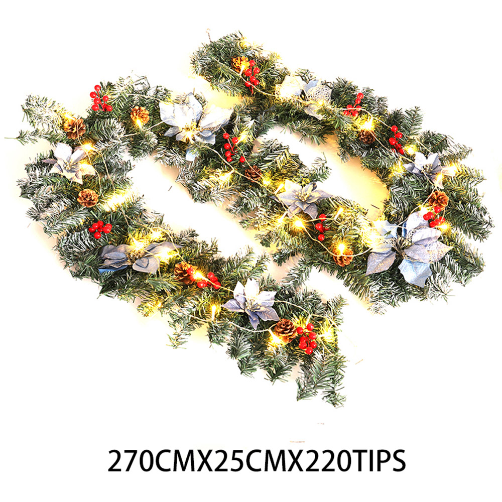 Living and Home Christmas Garland with Blue Flower and Berries 270cm Image 9