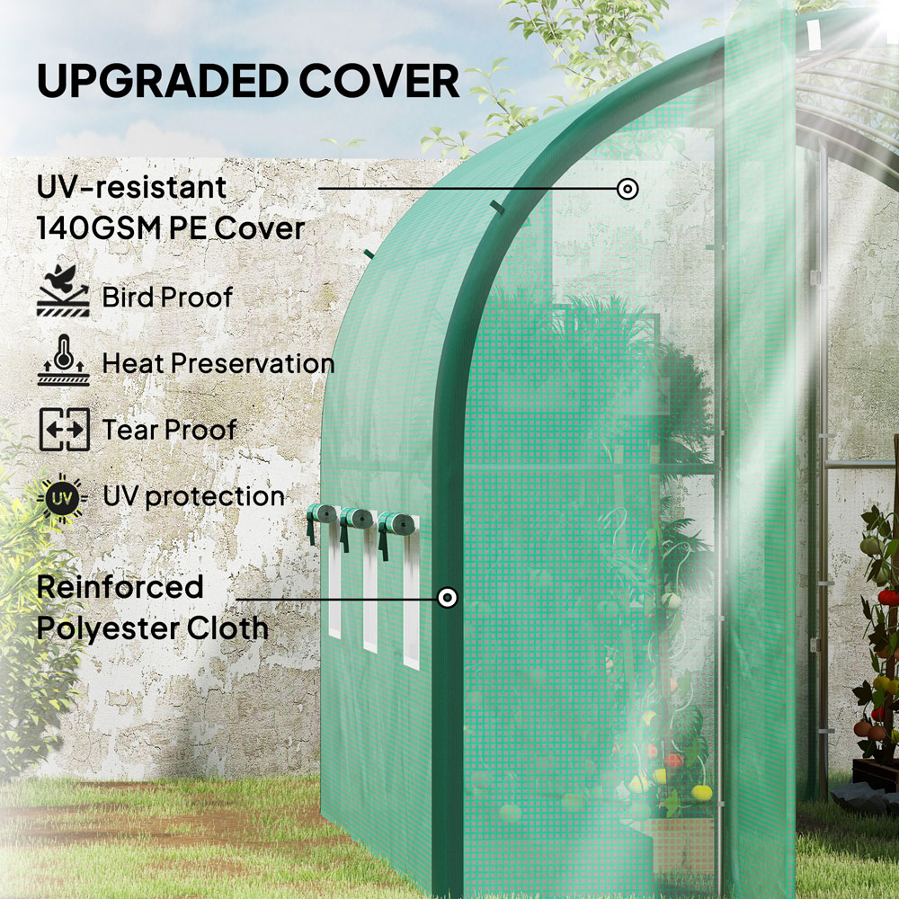 Outsunny 6.5 x 9.8ft Green Tunnel Greenhouse with Hinged Door Image 4