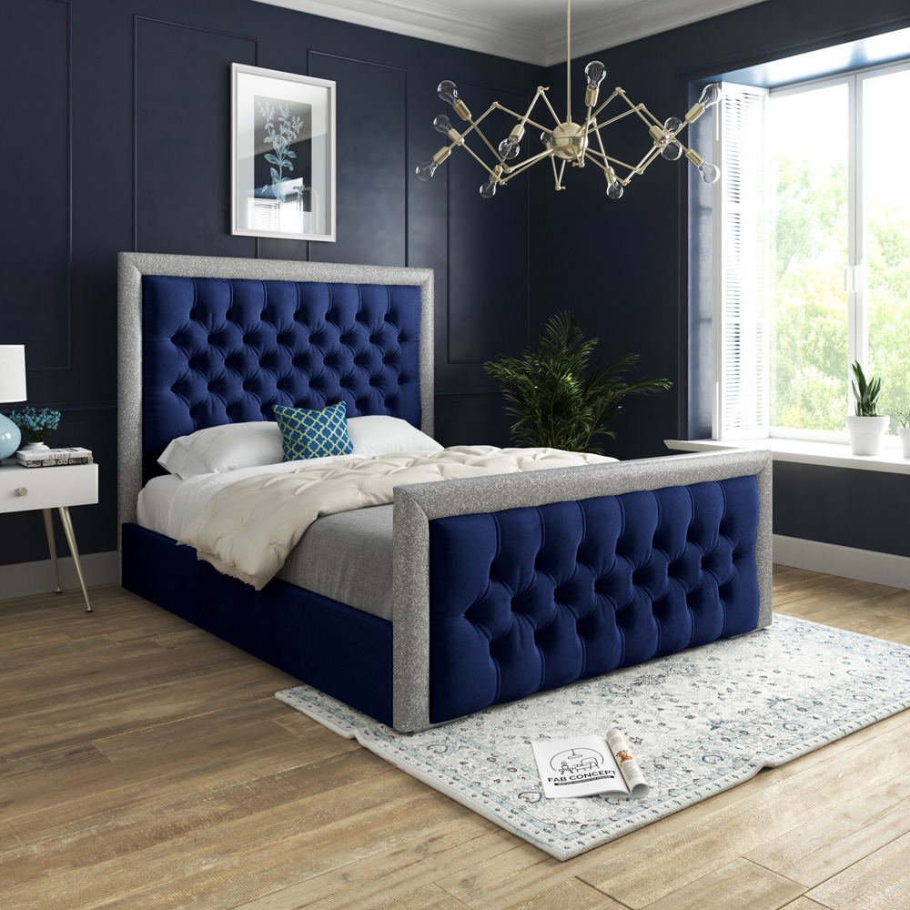 DS Living Cheltenham Super King Size Glitter and Blue Velvet Bed Frame Image 4