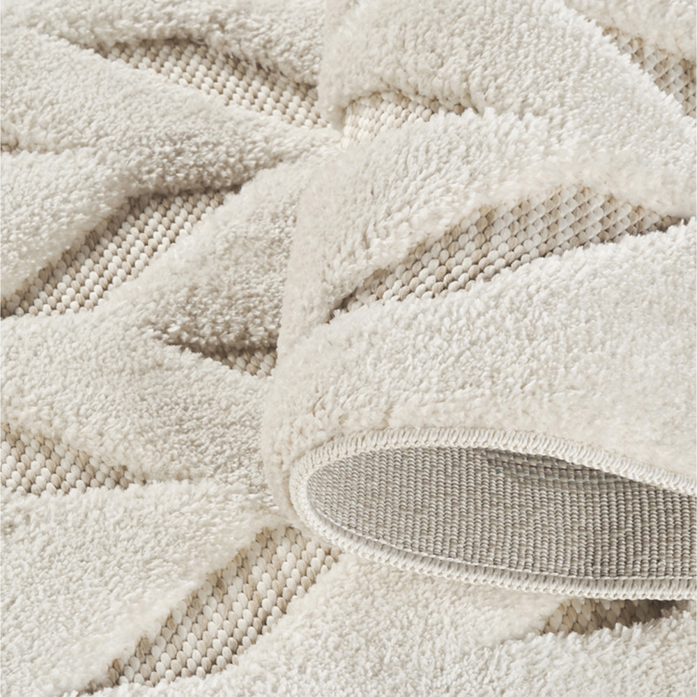 Freya Living Room Area Rug Contemporary 3D Embossed Modern Herringbone Design - Cream 120cm x 170cm Image 3