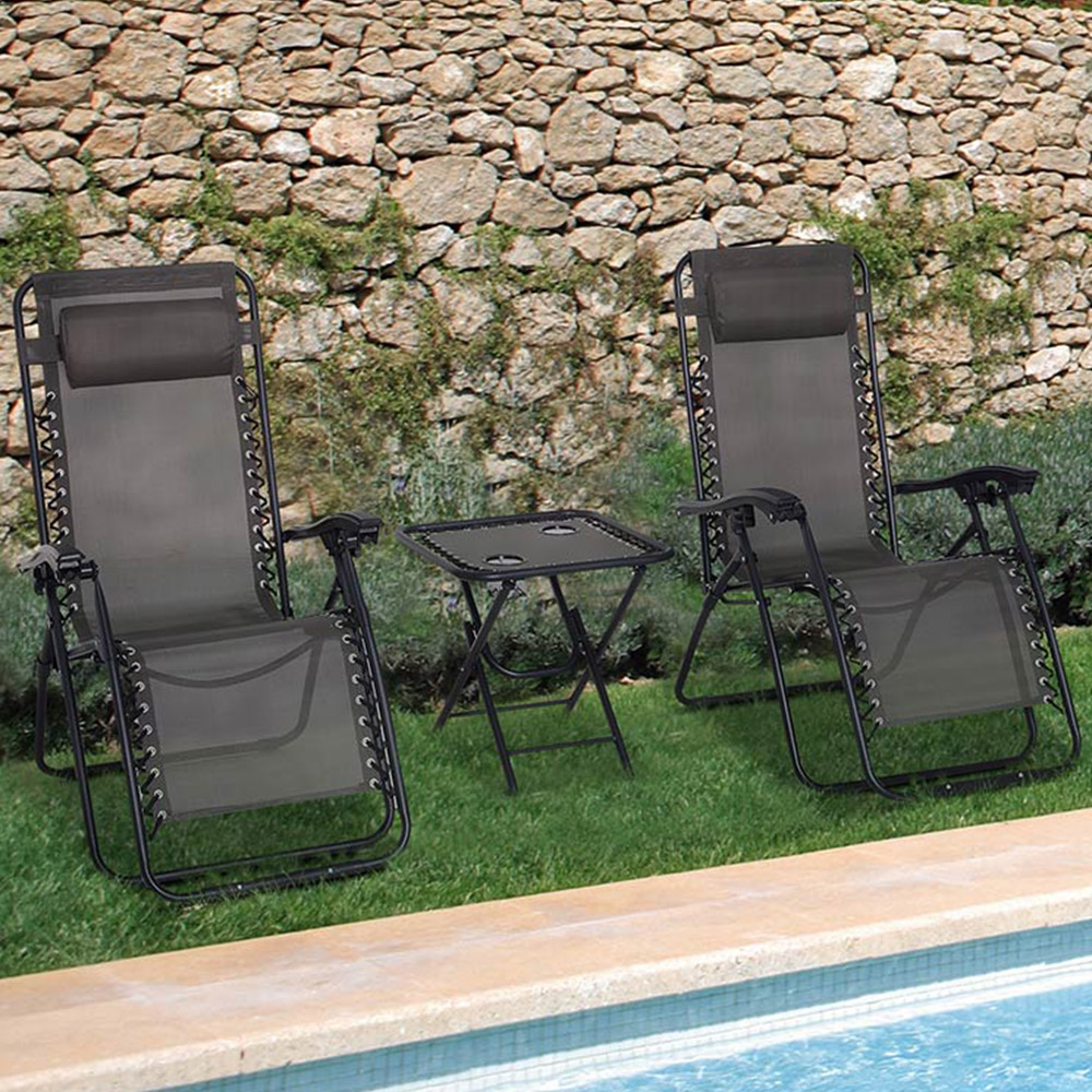 Outsunny 3pcs Folding Chairs Table Set Image 1
