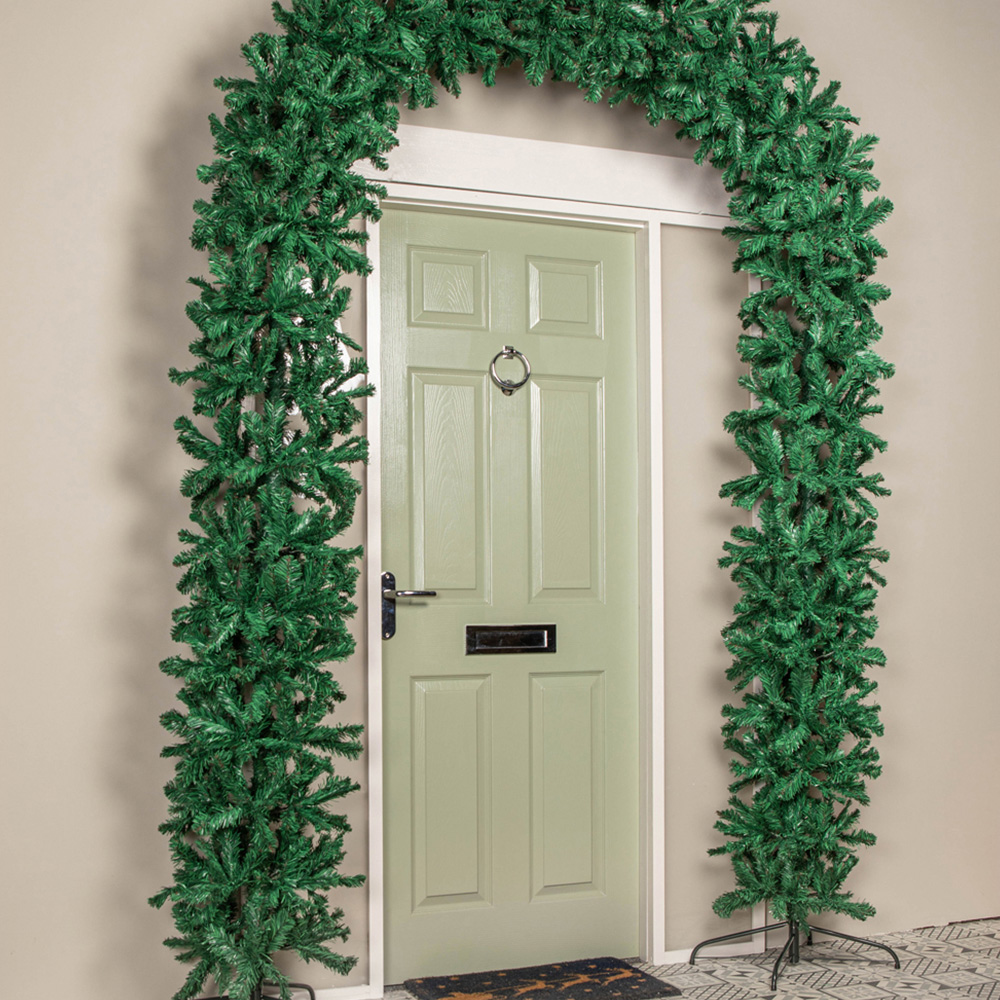 Samuel Alexander Double Door Artificial Plain Green Christmas Tree Arch 8ft Image 6