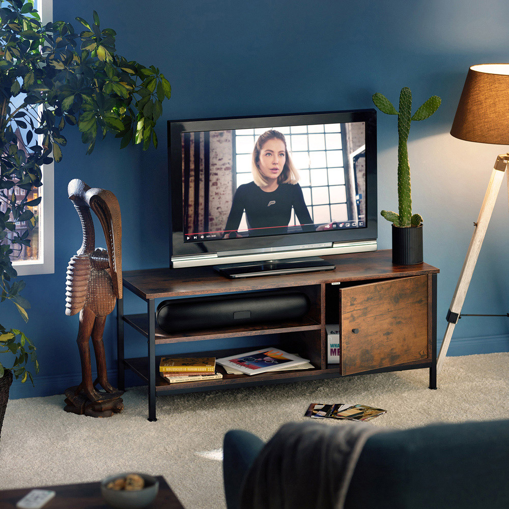 tectake Durban 3 Shelf Dark Wood Rustic TV Stand Image 7