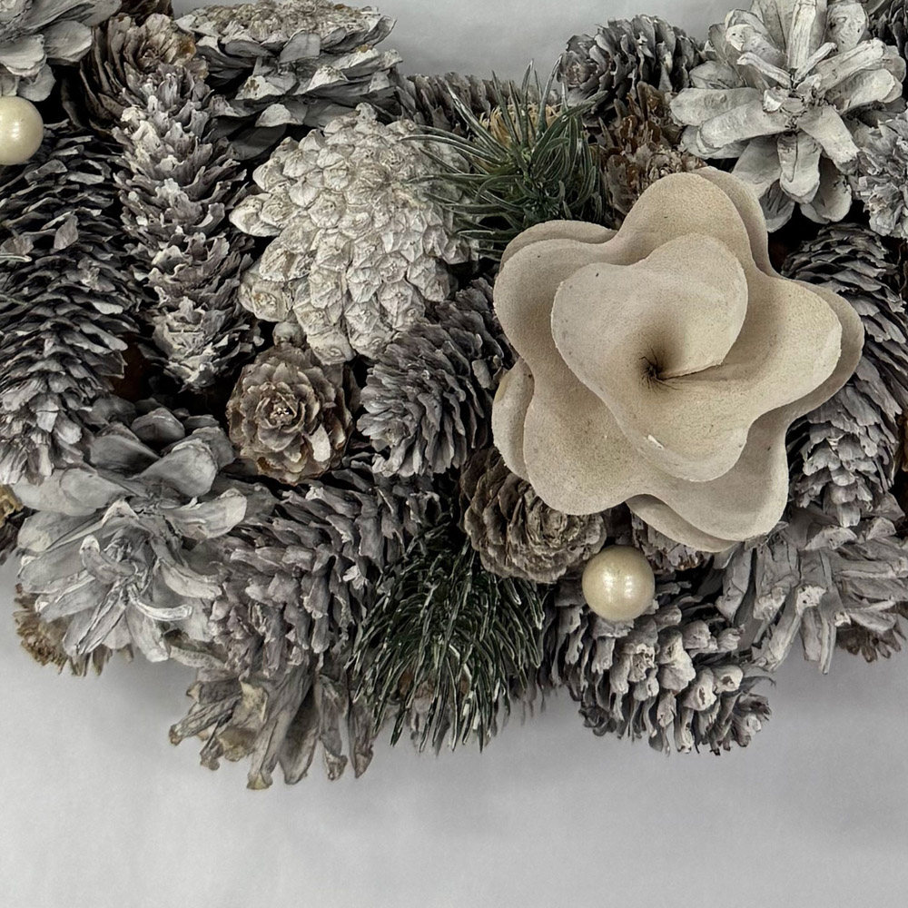 Neo Luxury XL Frosted Pine Cone Christmas Door Wreath 50cm Image 3