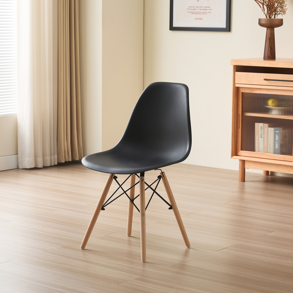 Comfy Living 4 Seater Metal Detailing Dining Set White and Black Image 6