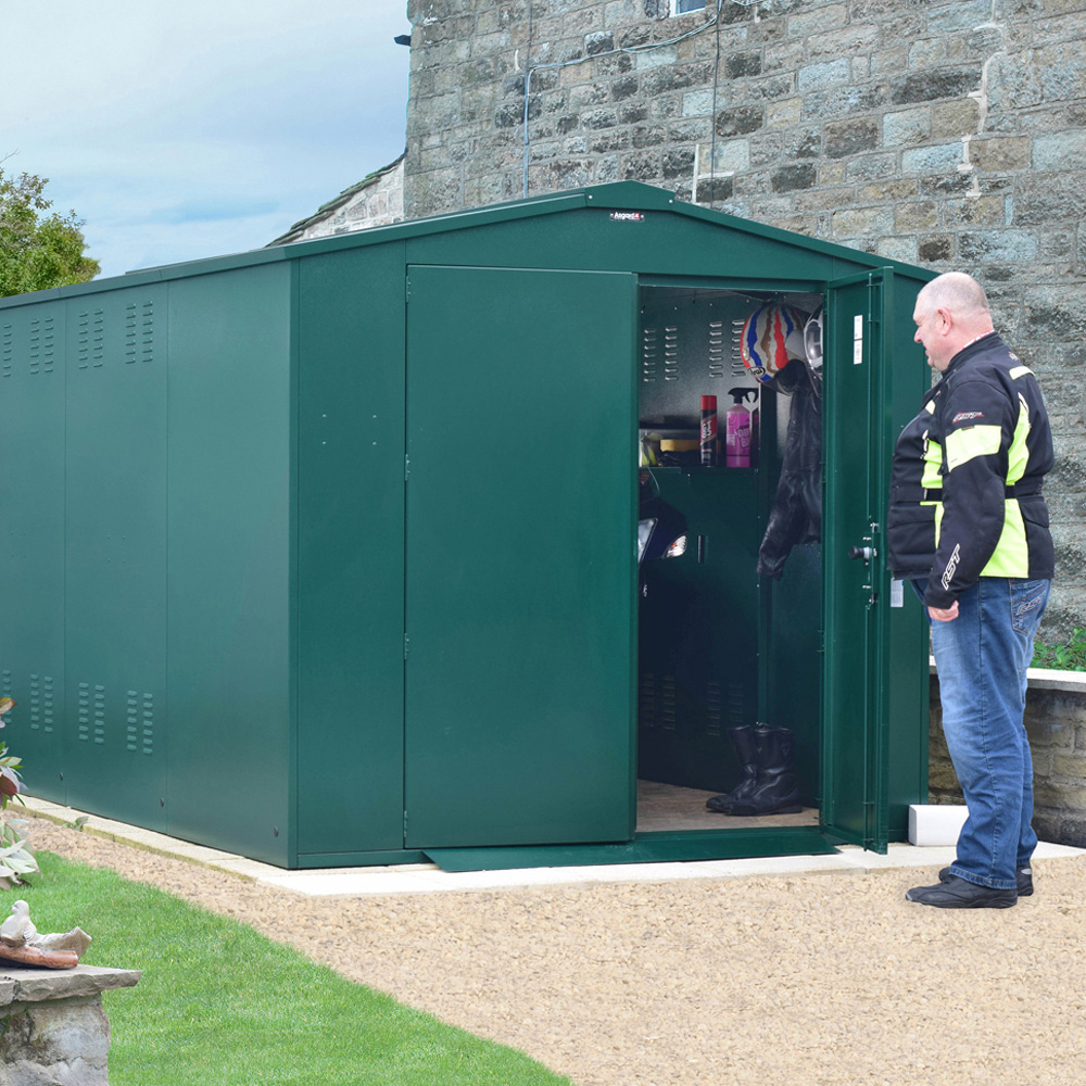 Asgard Gladiator 7 x 14ft Double Door Cream High Security Apex Motorcycle Garage Image 7