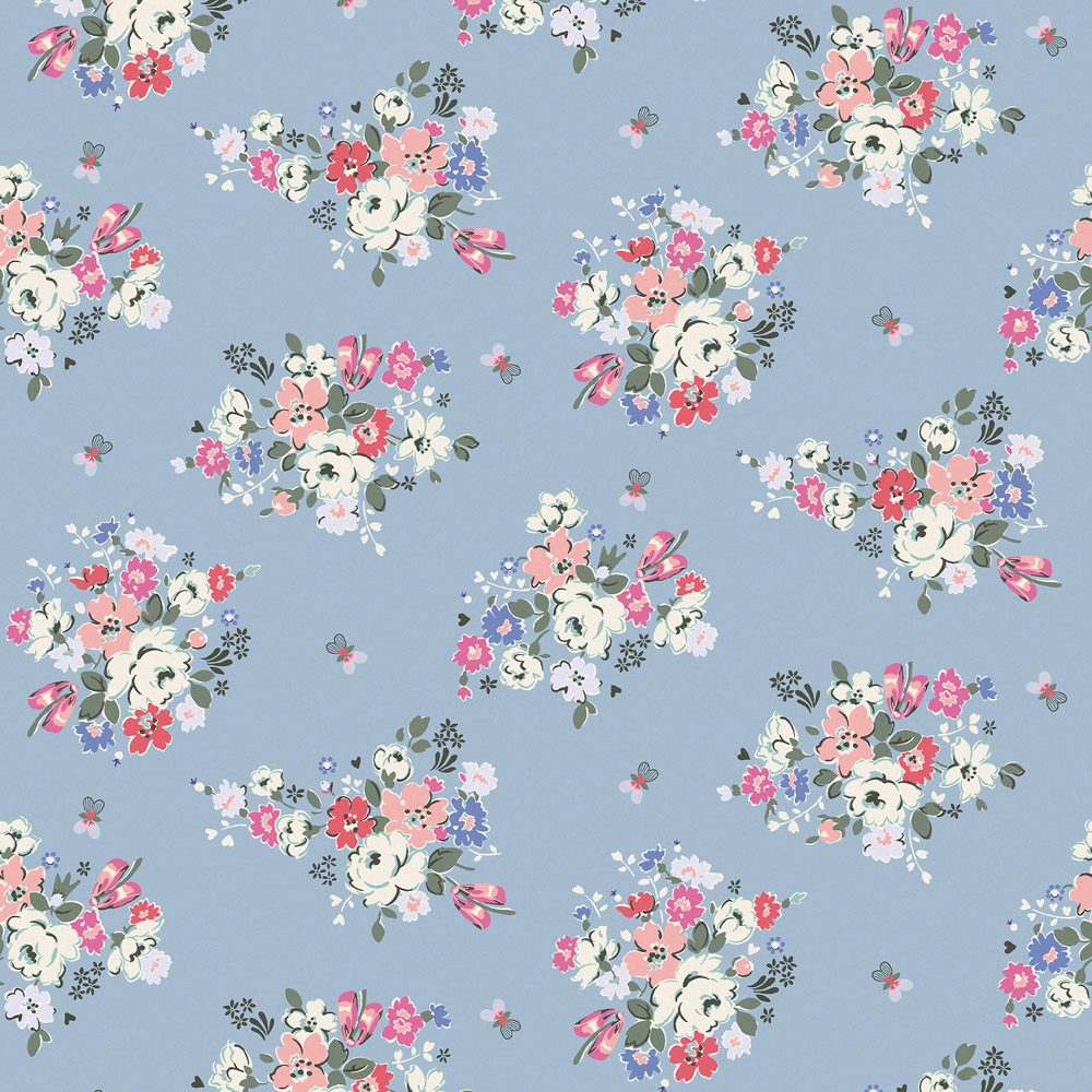Cath Kidston Clifton Floral Blue Wallpaper Image 1