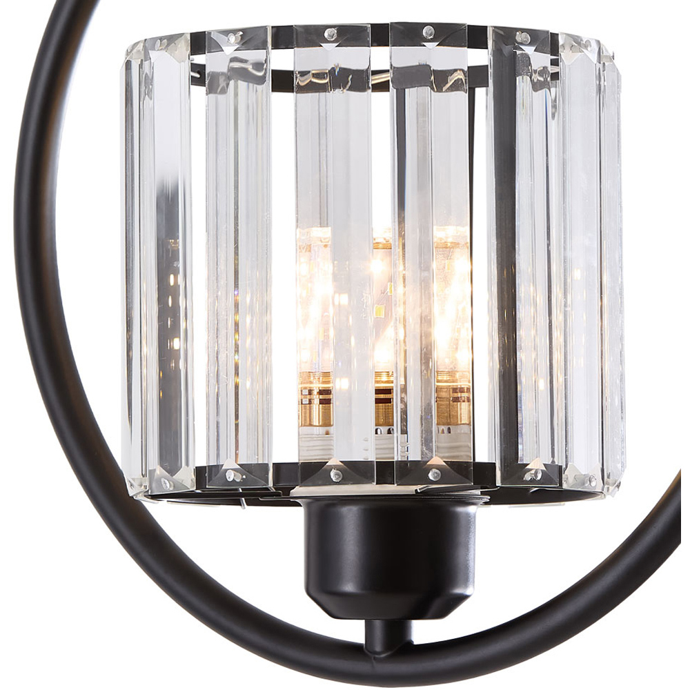Living and Home Cylindric Shade Black Crystal E27 Ceiling Light Image 5