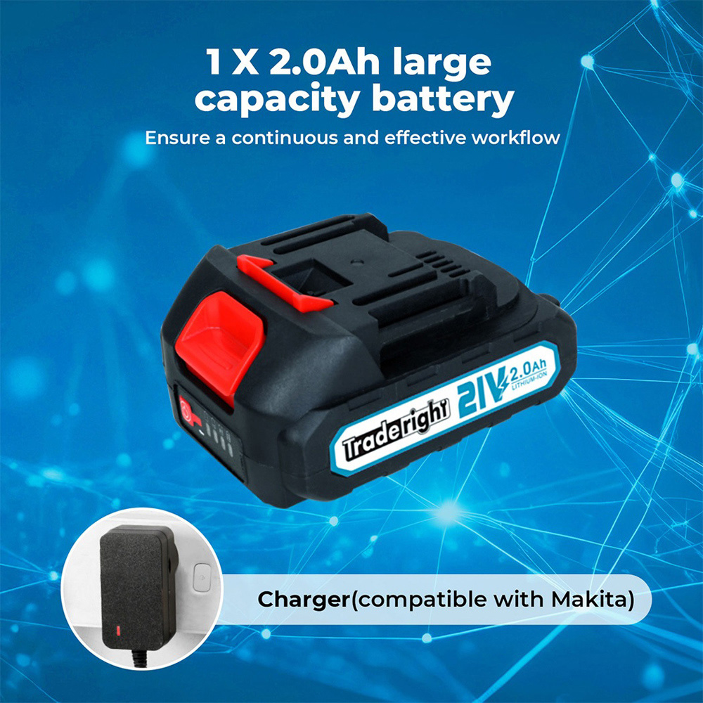 Traderight HW0262 21V Cordless Electric Combi Drill Driver with Battery and Accessories Image 8