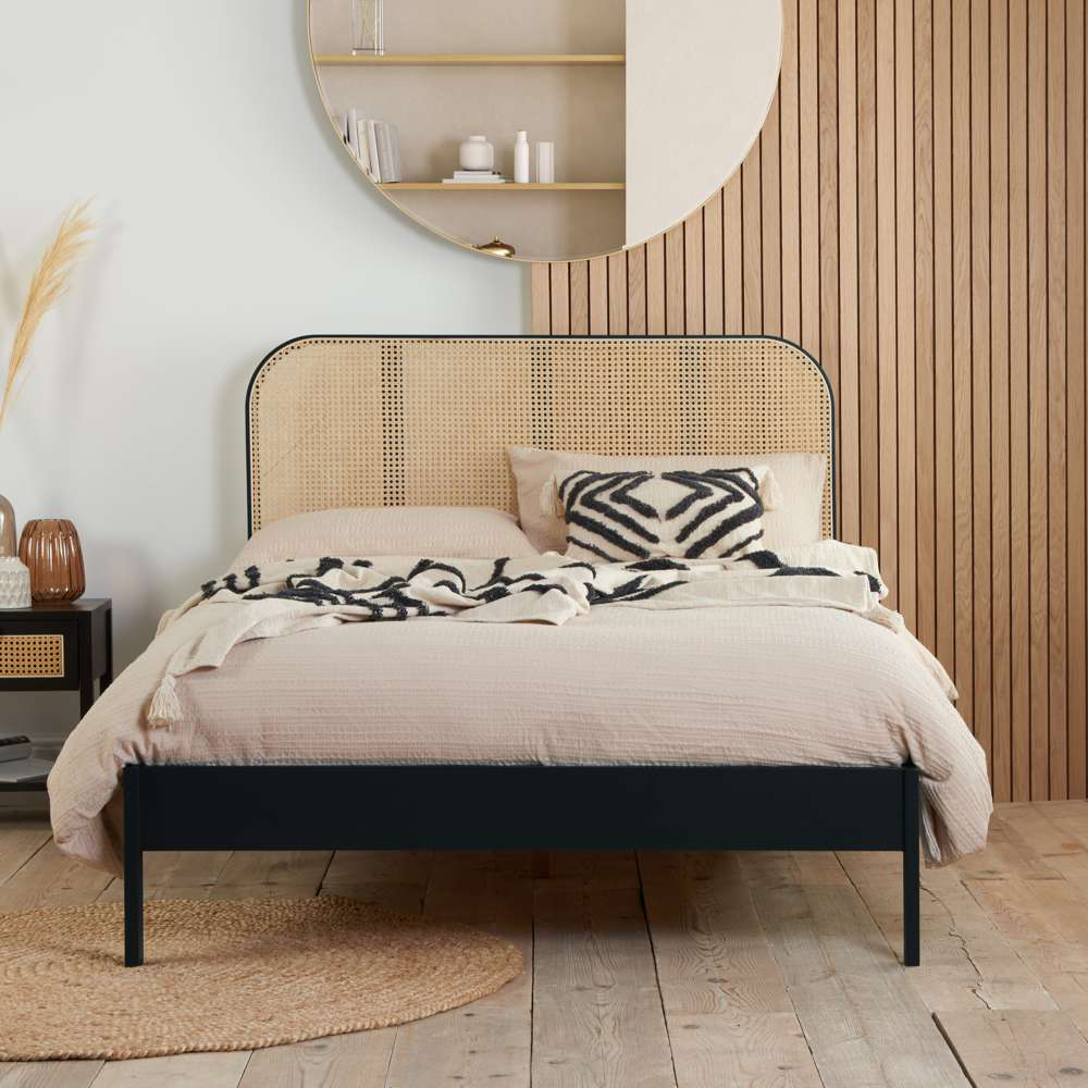 Birlea Margot Super King Size Black Bed with Rattan Headboard Image 6