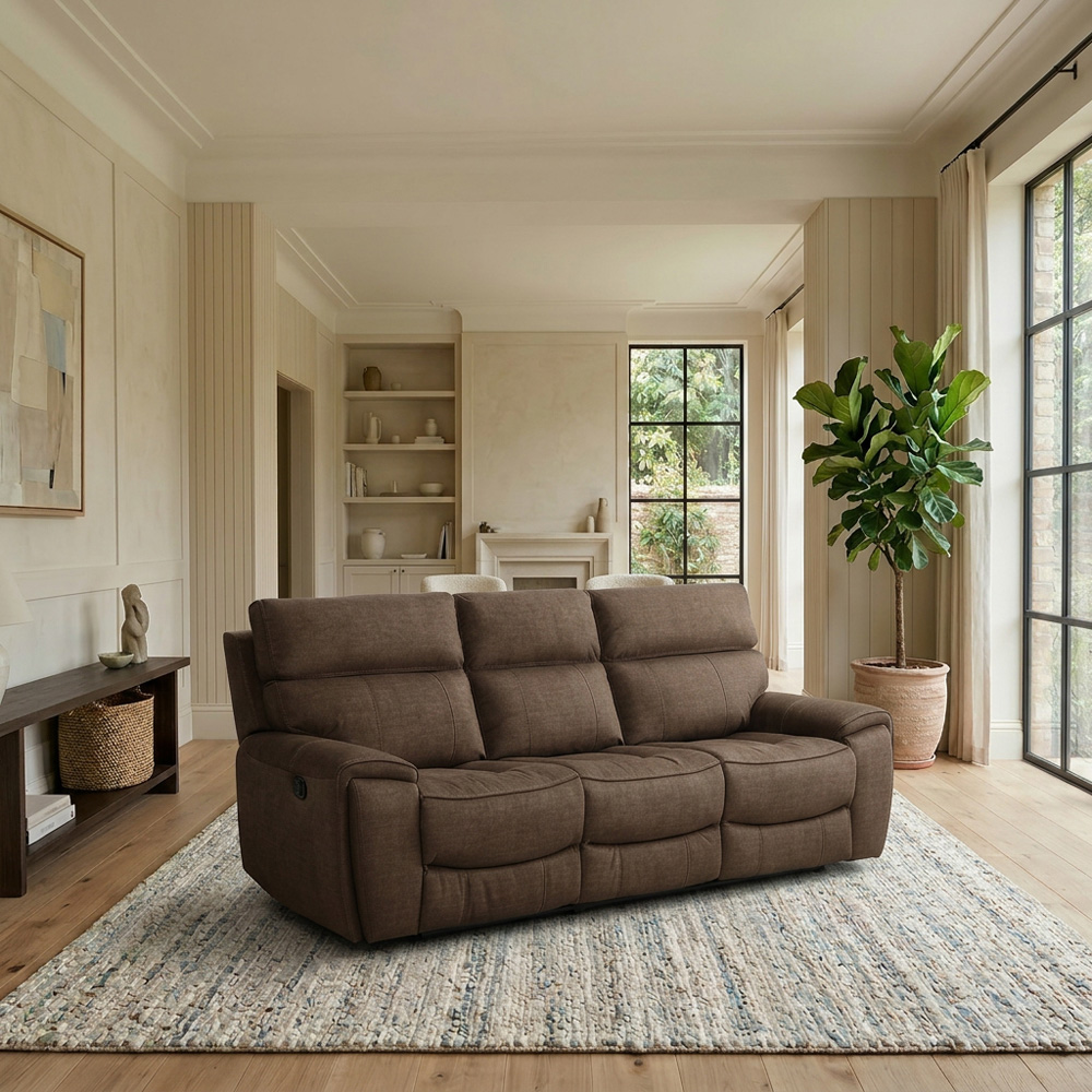 Cancun 3 Seater Brown Manual Recliner Sofa Image 2