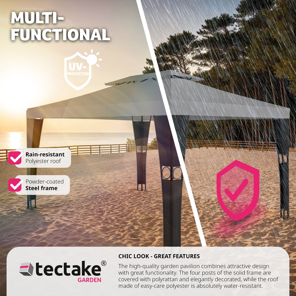 tectake Mona 4 x 3m Black and Anthracite Double Roof Gazebo Image 4