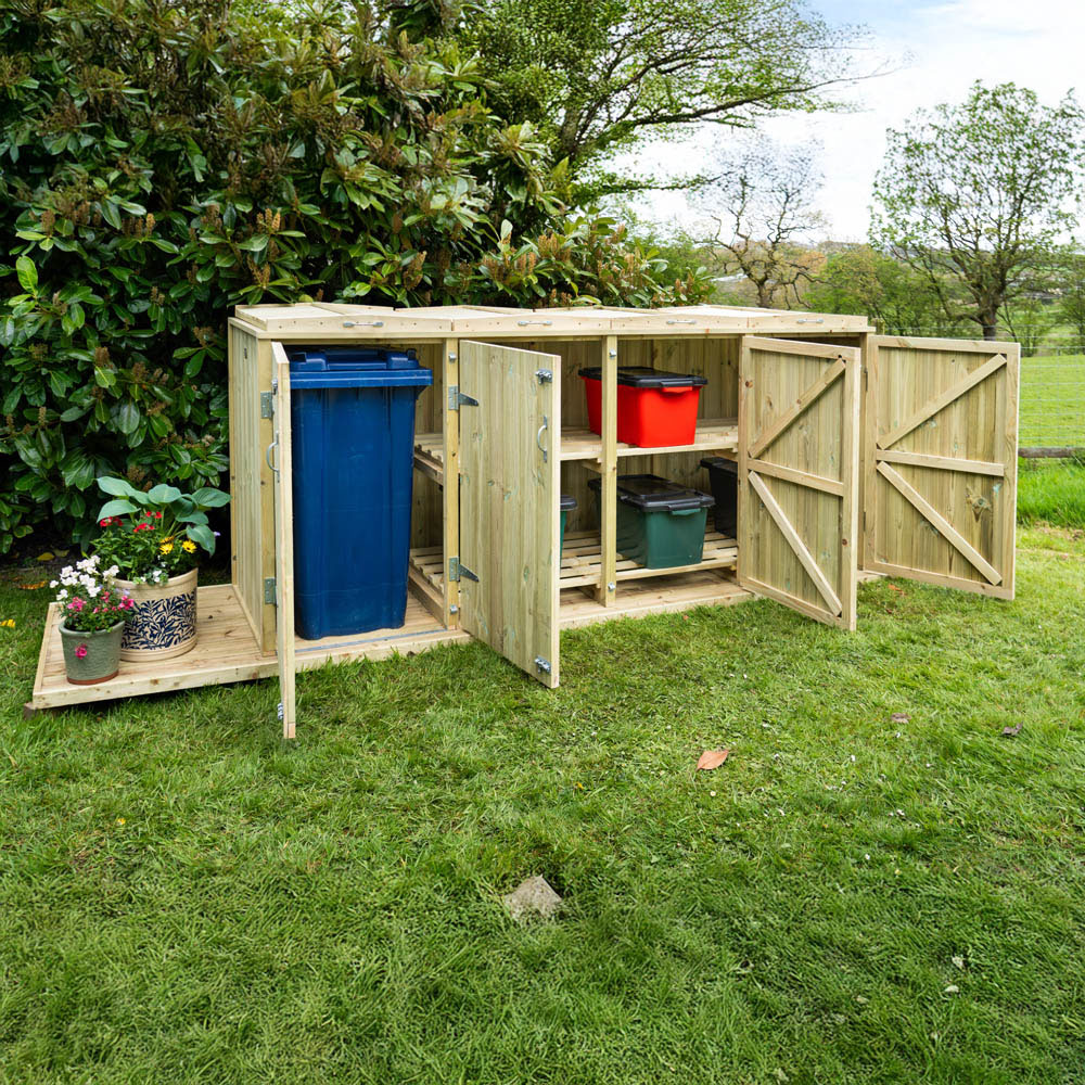 The Garden Village Shireburn 6 Recycle Box Single Wheelie Bin Shed Image 8
