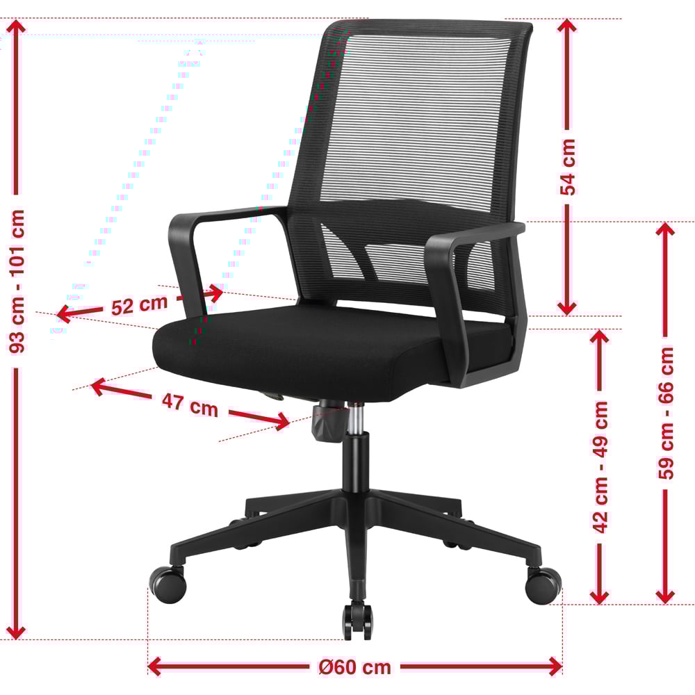 TTAP Cambridge Black Mesh Swivel Office Chair Image 9