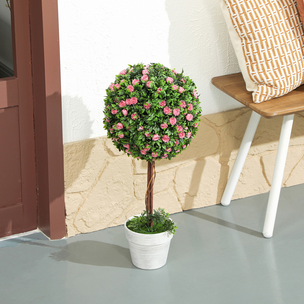 Portland Pink Rose Flower Artificial Plants in Pot 60cm 2 Pack Image 4