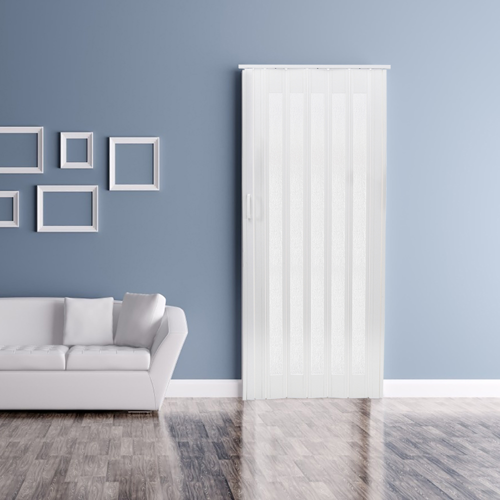 Living and Home Accordion White PVC and Acrylic Folding Door 81 x 203cm Image 2