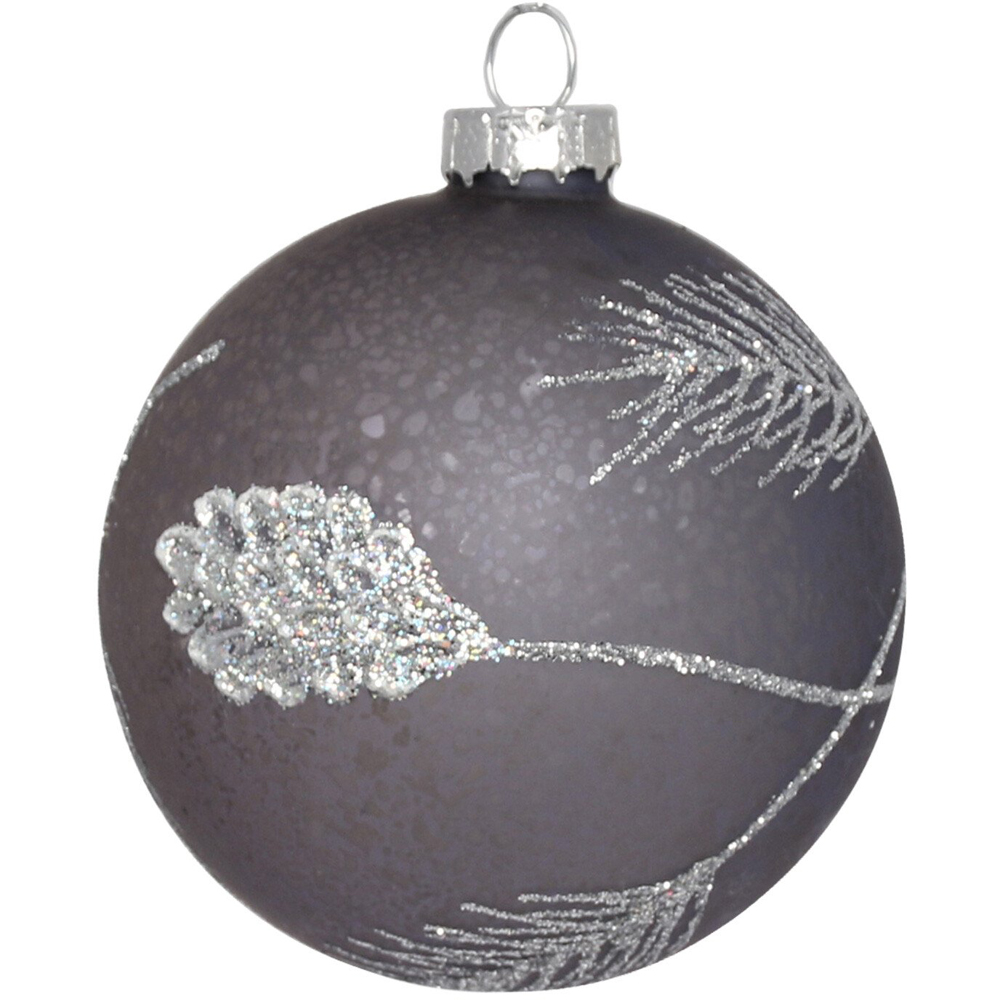 Single Alpine Lodge Silver Glitter Mottled Bauble in Assorted styles Image 4
