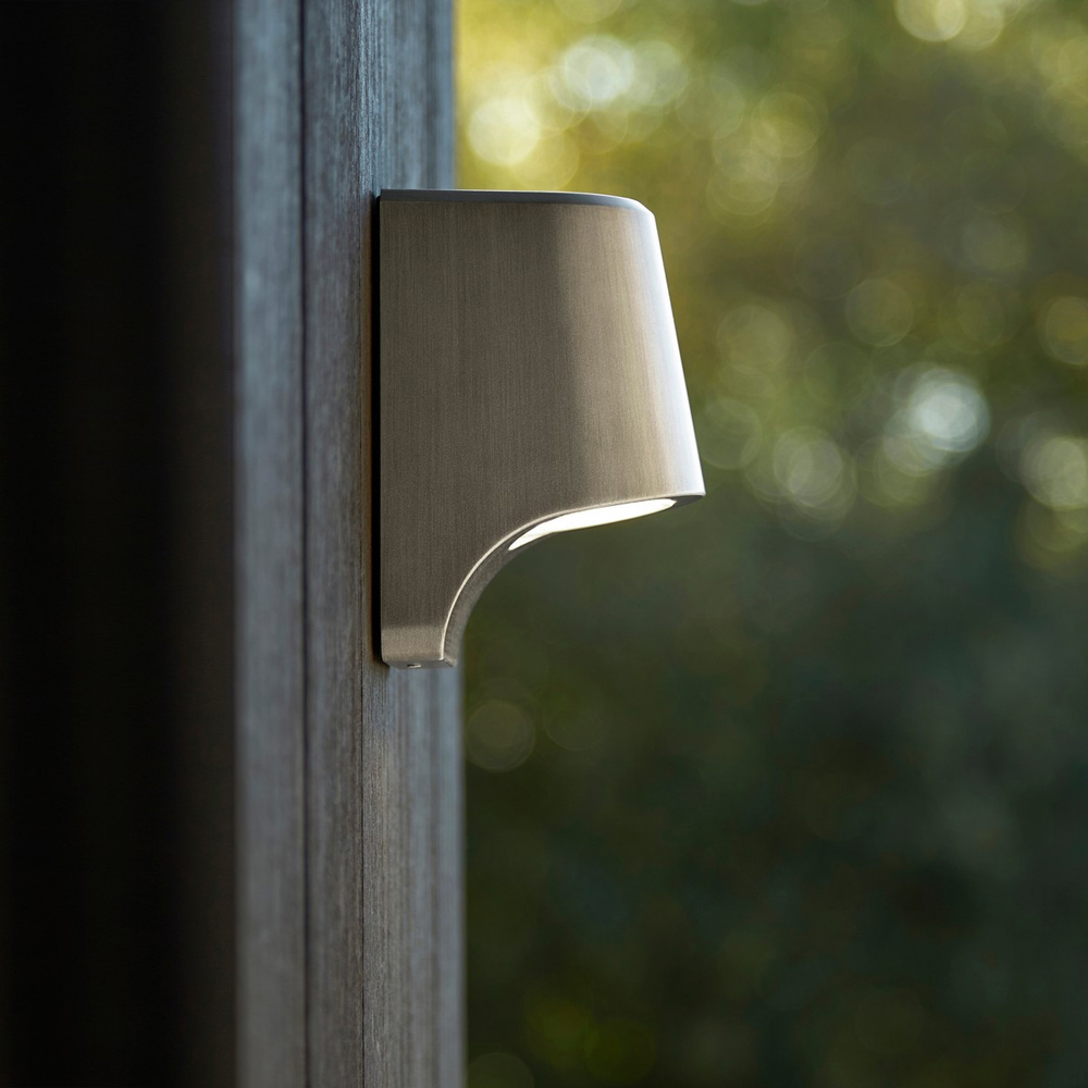 Merano Verona Brushed Silver Frosted Glass Outdoor Wall Lamp Image 7