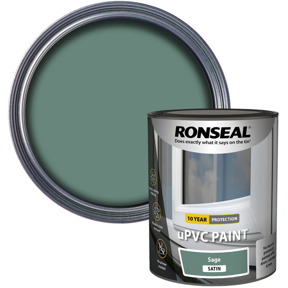 Ronseal uPVC Sage Satin Paint 750ml Image 1