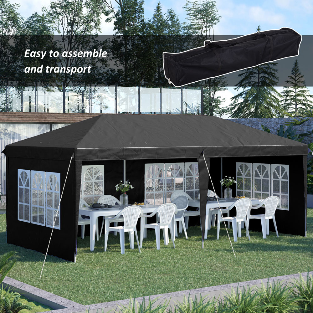 Outsunny 3 x 6m Black Pop Up Gazebo with Sidewalls Image 4