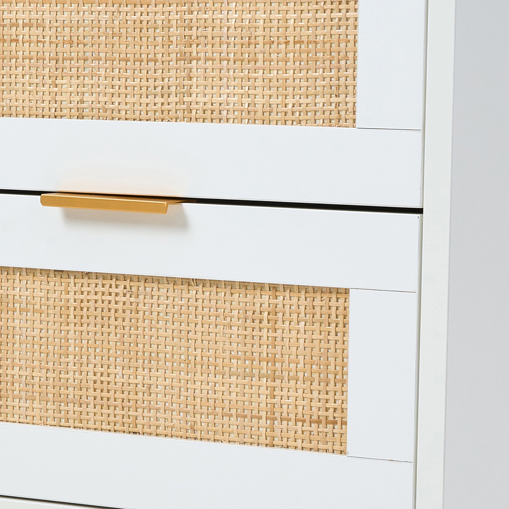 Living and Home 2 Drawer White Rattan Bedside Table Set of 2 Image 5