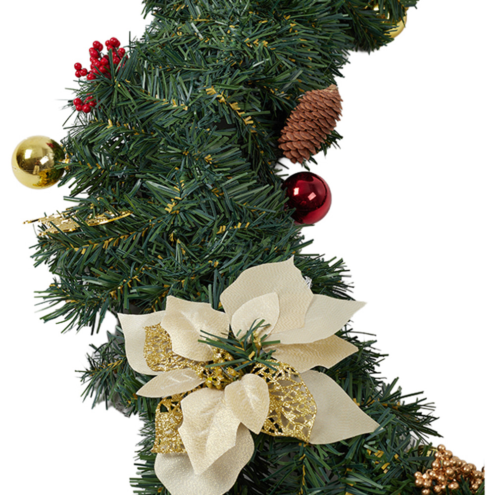 Living and Home Christmas Garland with Pinecones Red Berries and Gold Ornament 270cm Image 3