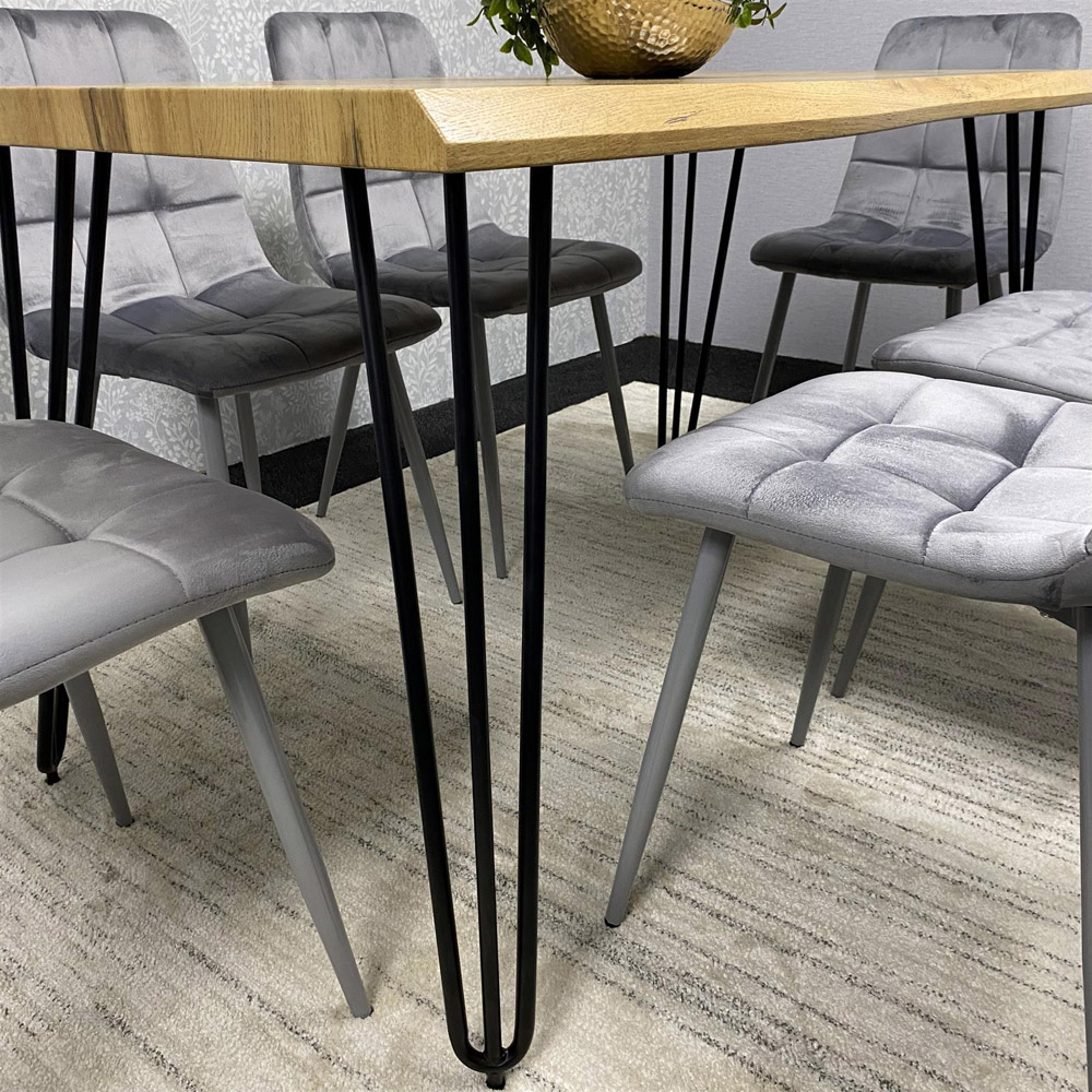 Kosy Koala 6 Seater Velvet Wooden Dining Set Grey Image 3