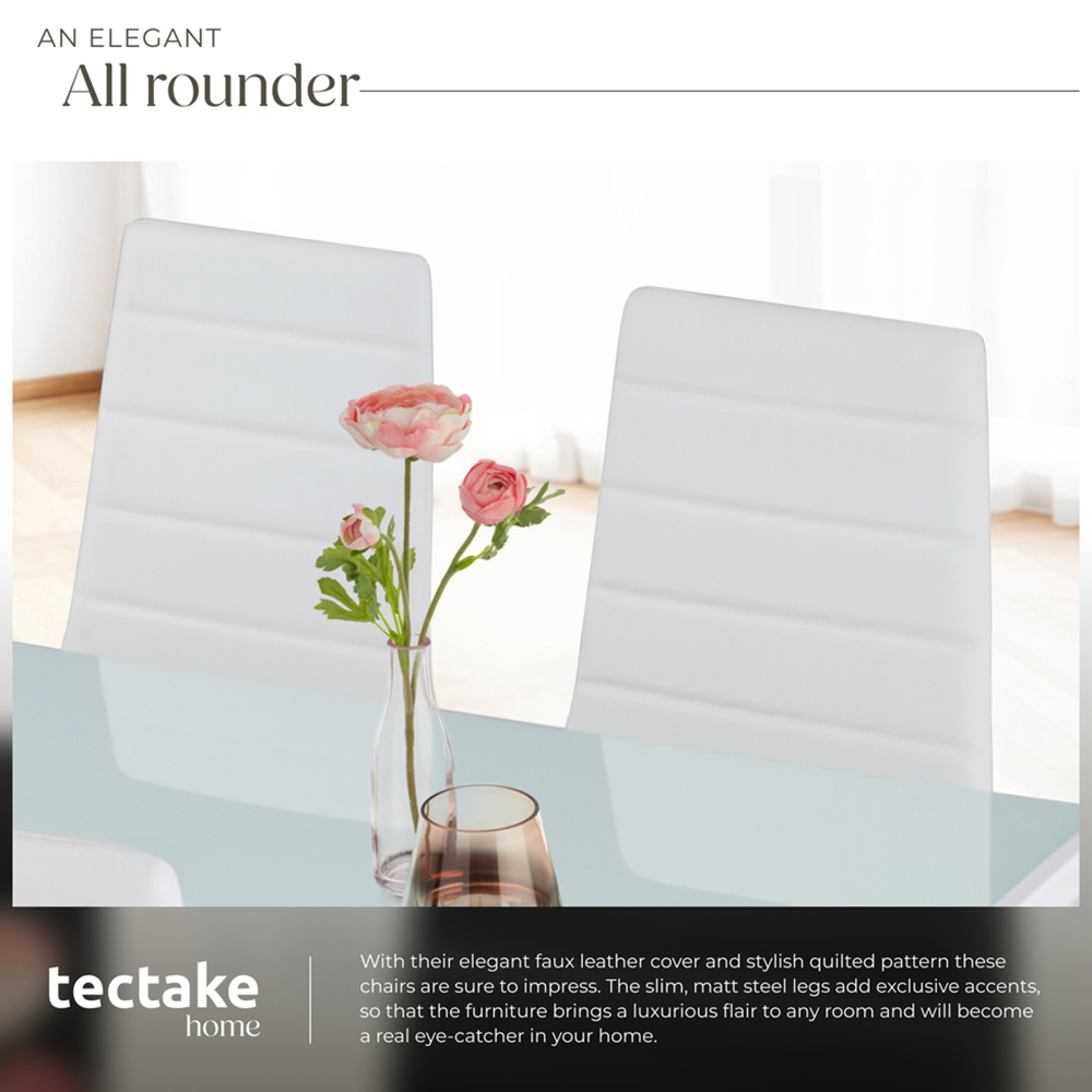 tectake Set of 8 White High Backrest Padded Dining Chair Image 7