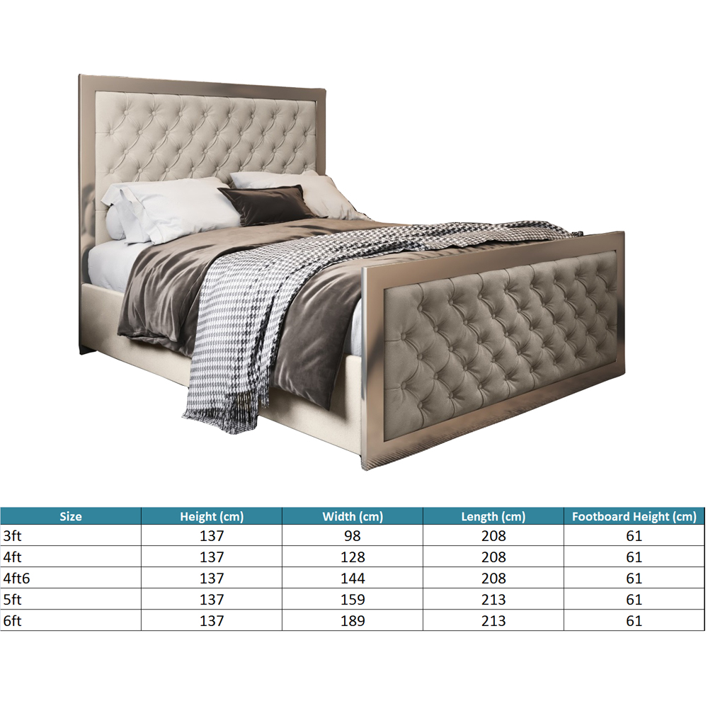 Maddison Silver Single Velvet Upholstered Metal Bed Frame with Padded Headboard Image 7