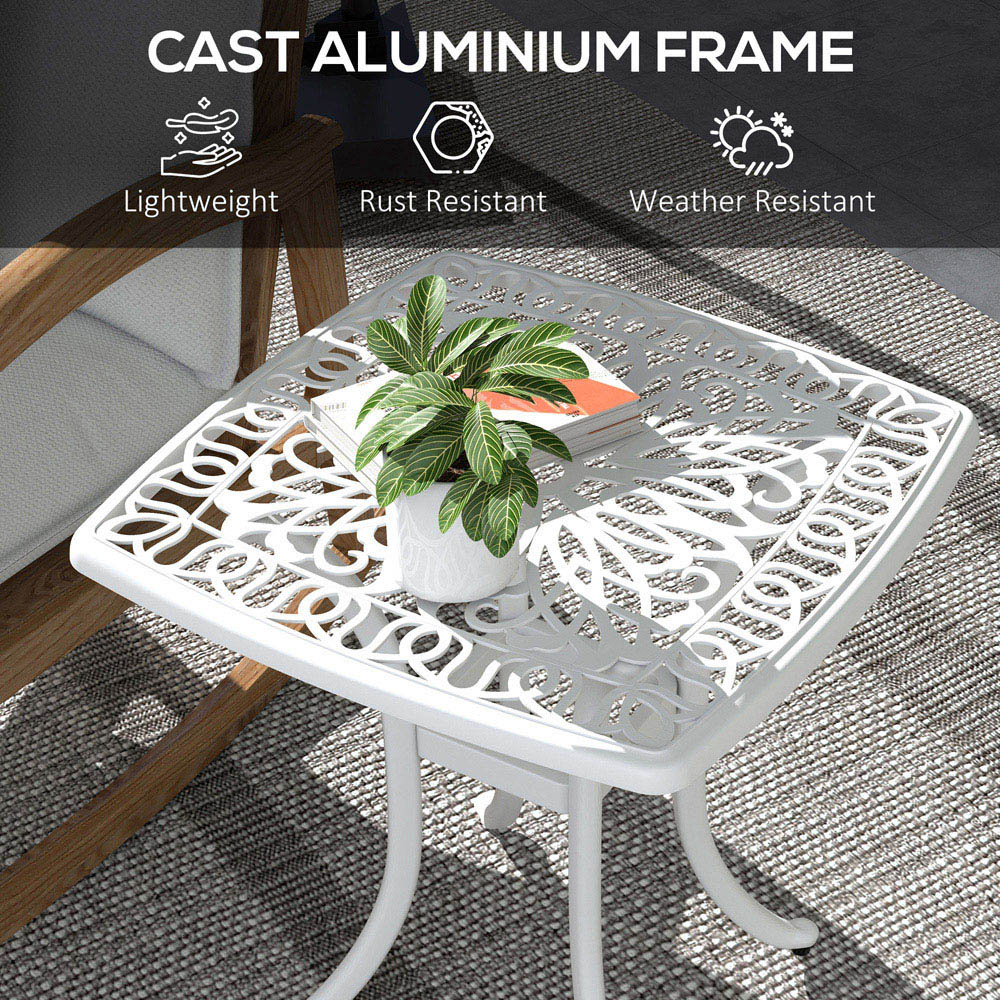 Outsunny Bistro Table with Umbrella Hole White Image 5