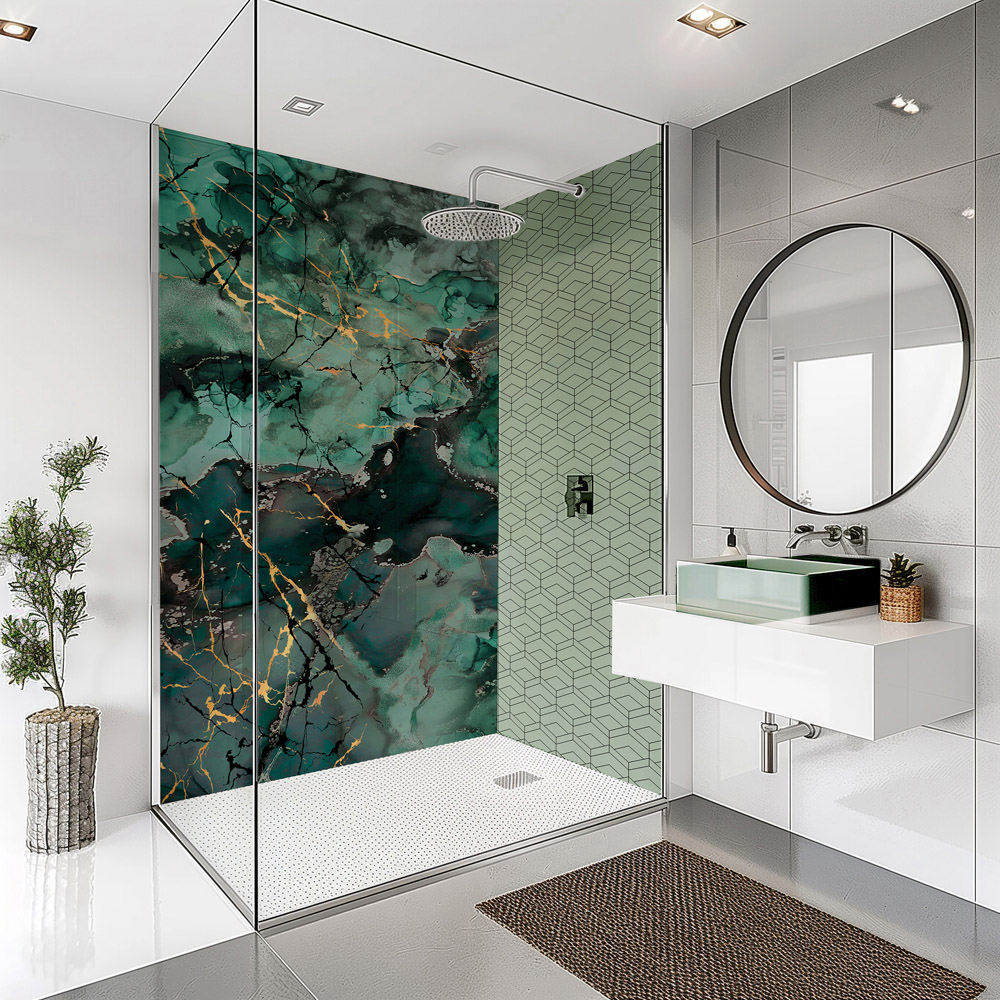 Splashbax Premium Artisan Sage Green Abstract Hexagon Di Bond Shower Panel 2400 x 1220mm Image 7