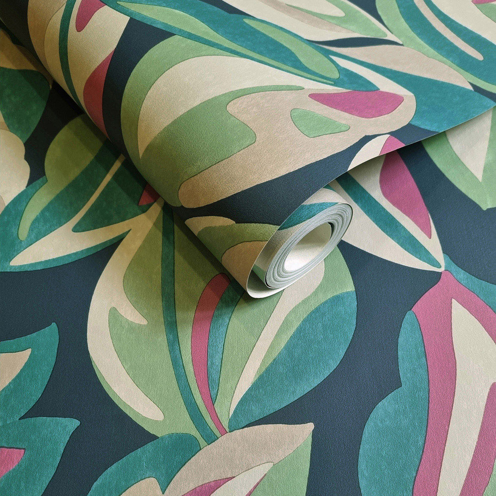 Holden Abstract Leaf Navy Wallpaper Image 2