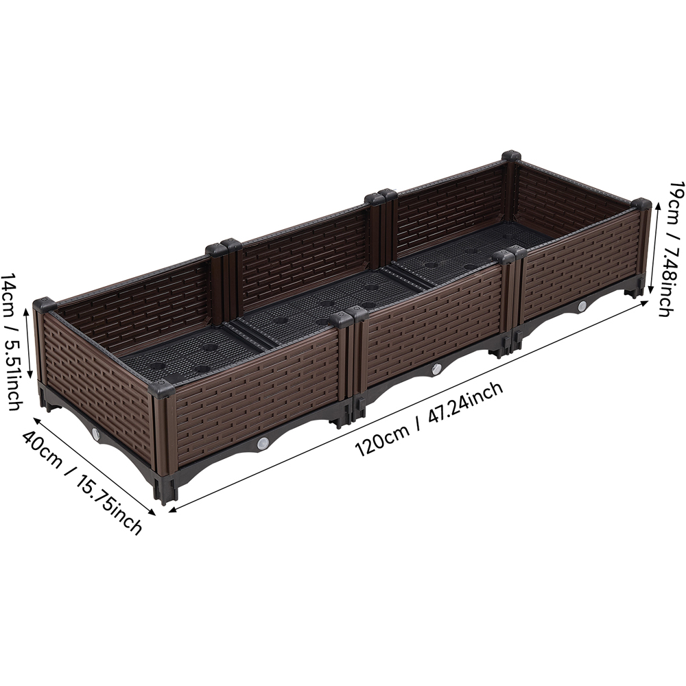 Living and Home Plastic Raised Garden Bed Planter Box 120 x 40 x 19cm Image 8